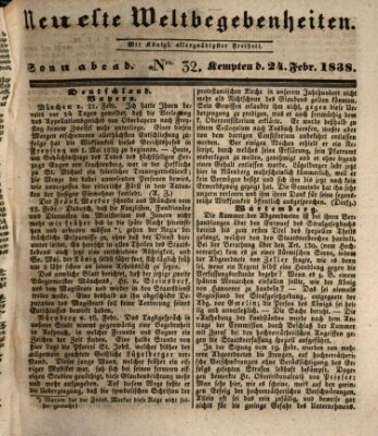 Neueste Weltbegebenheiten (Kemptner Zeitung) Samstag 24. Februar 1838