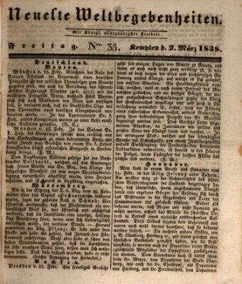 Neueste Weltbegebenheiten (Kemptner Zeitung) Freitag 2. März 1838