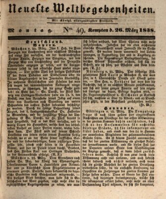 Neueste Weltbegebenheiten (Kemptner Zeitung) Montag 26. März 1838