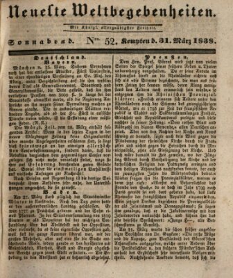 Neueste Weltbegebenheiten (Kemptner Zeitung) Samstag 31. März 1838