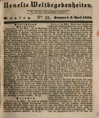 Neueste Weltbegebenheiten (Kemptner Zeitung) Montag 2. April 1838