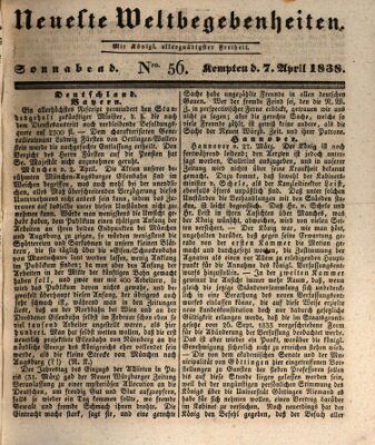 Neueste Weltbegebenheiten (Kemptner Zeitung) Samstag 7. April 1838
