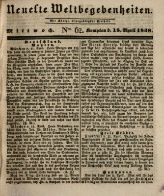 Neueste Weltbegebenheiten (Kemptner Zeitung) Mittwoch 18. April 1838