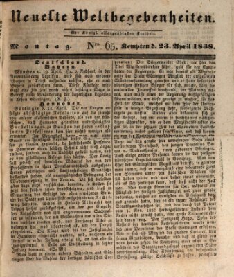 Neueste Weltbegebenheiten (Kemptner Zeitung) Montag 23. April 1838