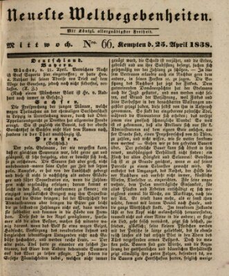 Neueste Weltbegebenheiten (Kemptner Zeitung) Mittwoch 25. April 1838
