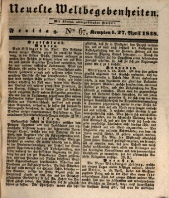 Neueste Weltbegebenheiten (Kemptner Zeitung) Freitag 27. April 1838