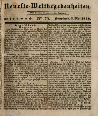 Neueste Weltbegebenheiten (Kemptner Zeitung) Mittwoch 2. Mai 1838