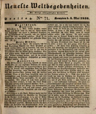 Neueste Weltbegebenheiten (Kemptner Zeitung) Freitag 4. Mai 1838