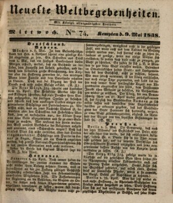 Neueste Weltbegebenheiten (Kemptner Zeitung) Mittwoch 9. Mai 1838