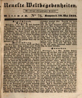 Neueste Weltbegebenheiten (Kemptner Zeitung) Mittwoch 16. Mai 1838