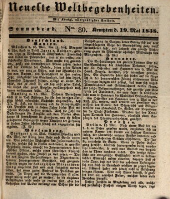 Neueste Weltbegebenheiten (Kemptner Zeitung) Samstag 19. Mai 1838