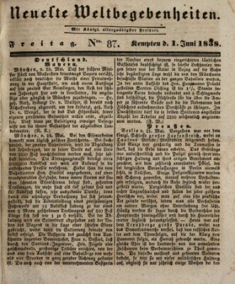 Neueste Weltbegebenheiten (Kemptner Zeitung) Freitag 1. Juni 1838