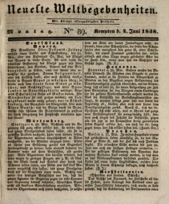Neueste Weltbegebenheiten (Kemptner Zeitung) Montag 4. Juni 1838