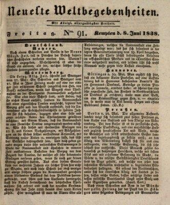 Neueste Weltbegebenheiten (Kemptner Zeitung) Freitag 8. Juni 1838