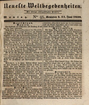 Neueste Weltbegebenheiten (Kemptner Zeitung) Montag 11. Juni 1838