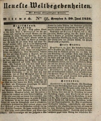 Neueste Weltbegebenheiten (Kemptner Zeitung) Mittwoch 20. Juni 1838