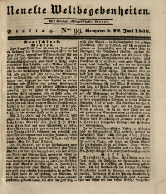 Neueste Weltbegebenheiten (Kemptner Zeitung) Freitag 22. Juni 1838