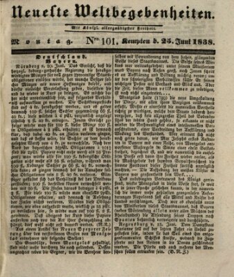 Neueste Weltbegebenheiten (Kemptner Zeitung) Montag 25. Juni 1838