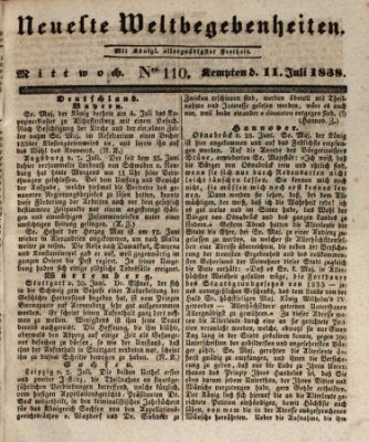 Neueste Weltbegebenheiten (Kemptner Zeitung) Mittwoch 11. Juli 1838