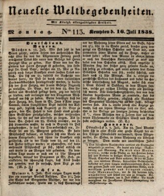 Neueste Weltbegebenheiten (Kemptner Zeitung) Montag 16. Juli 1838