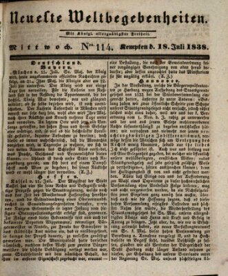 Neueste Weltbegebenheiten (Kemptner Zeitung) Mittwoch 18. Juli 1838
