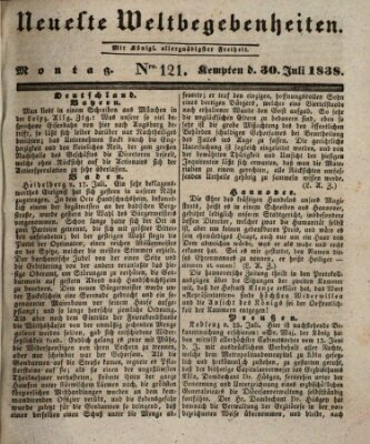 Neueste Weltbegebenheiten (Kemptner Zeitung) Montag 30. Juli 1838