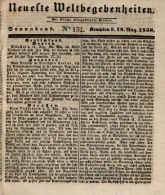 Neueste Weltbegebenheiten (Kemptner Zeitung) Samstag 18. August 1838