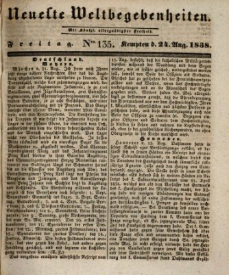 Neueste Weltbegebenheiten (Kemptner Zeitung) Freitag 24. August 1838