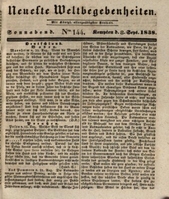 Neueste Weltbegebenheiten (Kemptner Zeitung) Samstag 8. September 1838