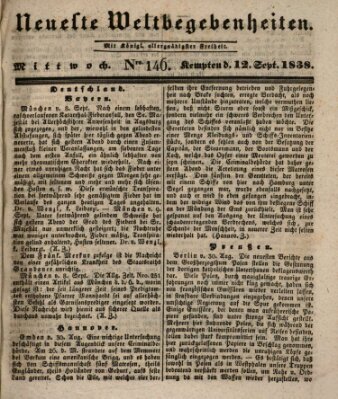 Neueste Weltbegebenheiten (Kemptner Zeitung) Mittwoch 12. September 1838