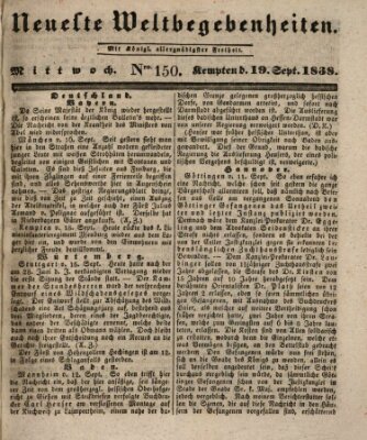 Neueste Weltbegebenheiten (Kemptner Zeitung) Mittwoch 19. September 1838