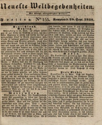 Neueste Weltbegebenheiten (Kemptner Zeitung) Freitag 28. September 1838