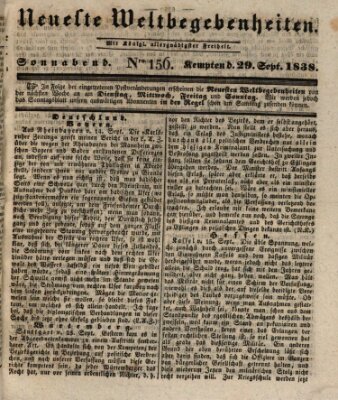 Neueste Weltbegebenheiten (Kemptner Zeitung) Samstag 29. September 1838