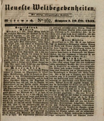 Neueste Weltbegebenheiten (Kemptner Zeitung) Mittwoch 10. Oktober 1838