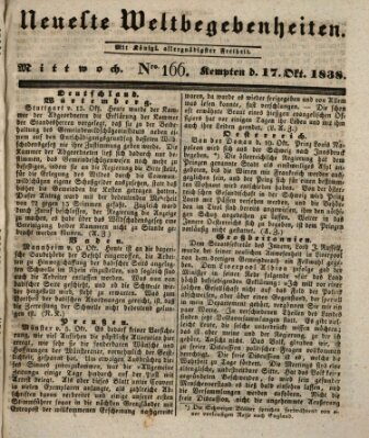 Neueste Weltbegebenheiten (Kemptner Zeitung) Mittwoch 17. Oktober 1838