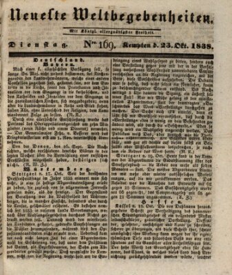 Neueste Weltbegebenheiten (Kemptner Zeitung) Dienstag 23. Oktober 1838