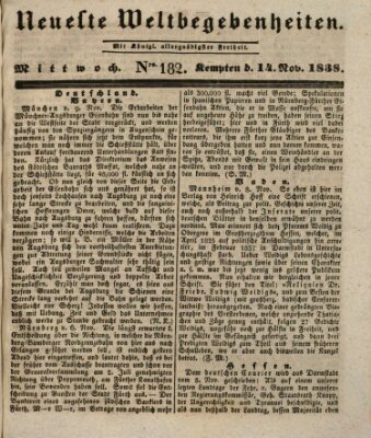 Neueste Weltbegebenheiten (Kemptner Zeitung) Mittwoch 14. November 1838