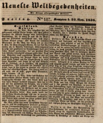 Neueste Weltbegebenheiten (Kemptner Zeitung) Freitag 23. November 1838