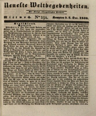 Neueste Weltbegebenheiten (Kemptner Zeitung) Mittwoch 5. Dezember 1838