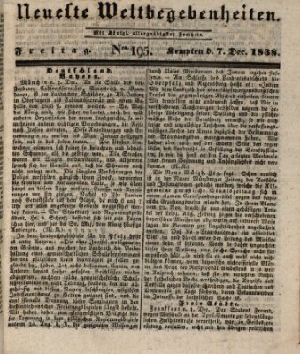 Neueste Weltbegebenheiten (Kemptner Zeitung) Freitag 7. Dezember 1838