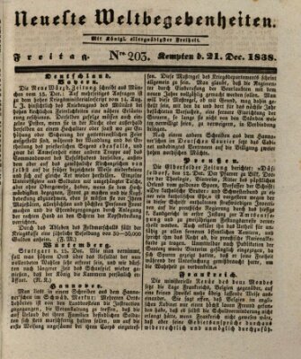 Neueste Weltbegebenheiten (Kemptner Zeitung) Freitag 21. Dezember 1838