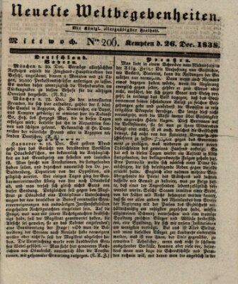 Neueste Weltbegebenheiten (Kemptner Zeitung) Mittwoch 26. Dezember 1838