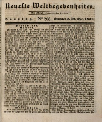 Neueste Weltbegebenheiten (Kemptner Zeitung) Sonntag 30. Dezember 1838