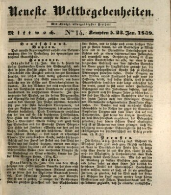 Neueste Weltbegebenheiten (Kemptner Zeitung) Mittwoch 23. Januar 1839