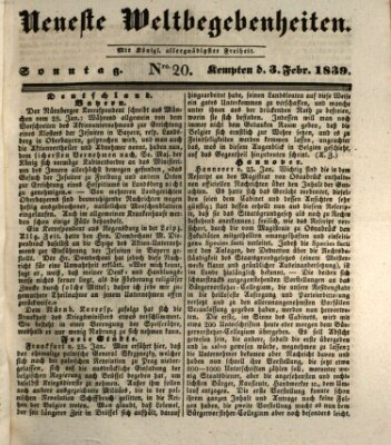 Neueste Weltbegebenheiten (Kemptner Zeitung) Sonntag 3. Februar 1839