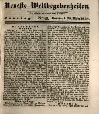 Neueste Weltbegebenheiten (Kemptner Zeitung) Sonntag 24. März 1839