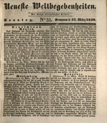 Neueste Weltbegebenheiten (Kemptner Zeitung) Sonntag 31. März 1839