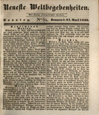 Neueste Weltbegebenheiten (Kemptner Zeitung) Sonntag 21. April 1839