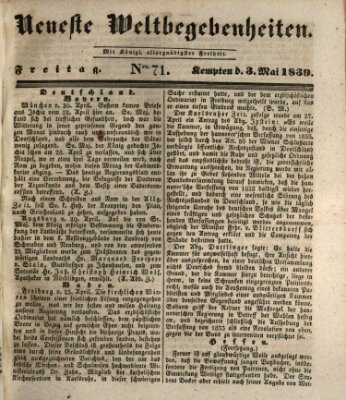 Neueste Weltbegebenheiten (Kemptner Zeitung) Freitag 3. Mai 1839