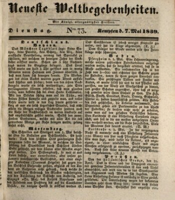 Neueste Weltbegebenheiten (Kemptner Zeitung) Dienstag 7. Mai 1839